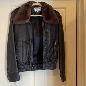 Retro leather shearling jacket HIDEOUT INC